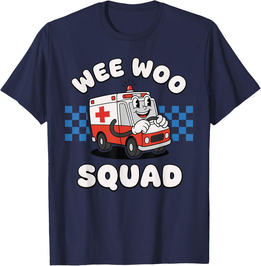 Funny Cute Wee Woo Squad Ambulance Paramedic EMT for Kids T-Shirt - T-Shirt | Navy