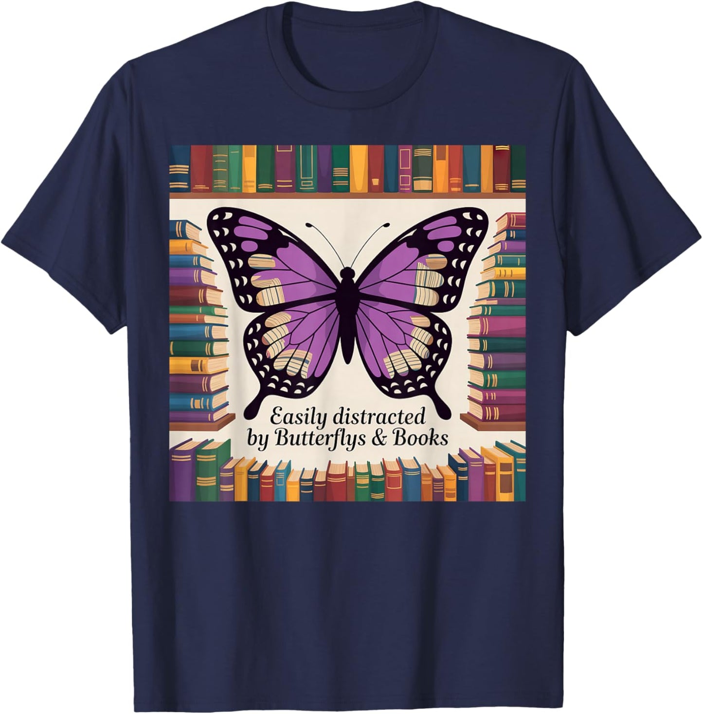 Books Nerds Butterfly Party Favors Purple Butterfly T-Shirt - T-Shirt | Navy