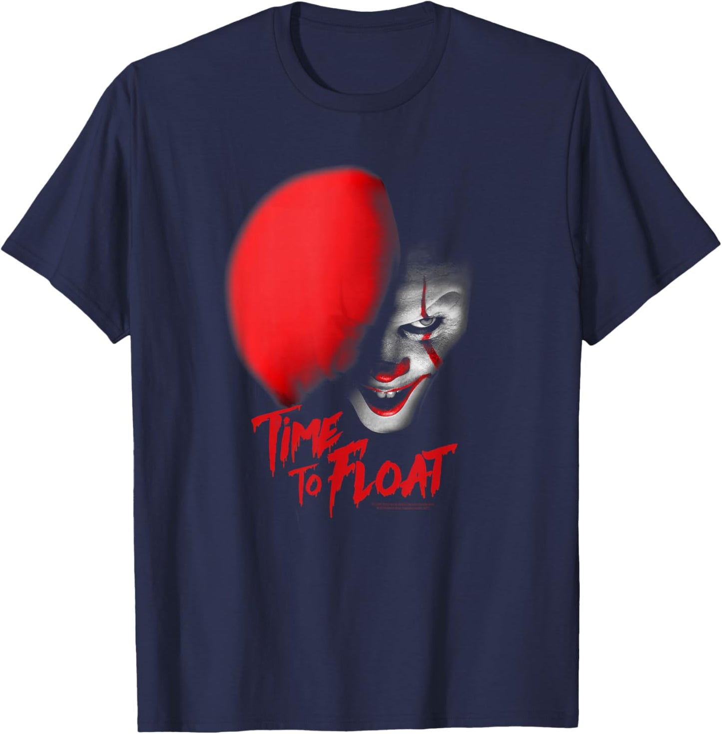 IT Pennywise Balloon Time to Float Face Clown Horror Movie T-Shirt - T-Shirt | Navy