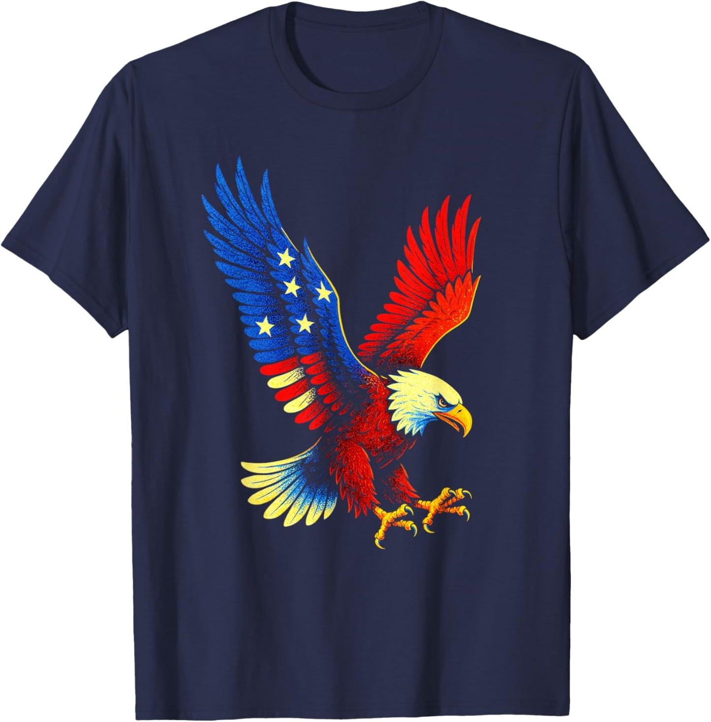 Bald Eagle - Patriotic American Flag Design T-Shirt - T-Shirt | Navy