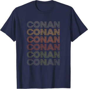 Names Conan Retro Stacked Line Name Design T-Shirt - T-Shirt | Navy