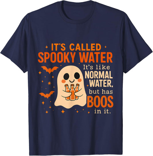 Cute Spooky Water Ghost Pun Funny Halloween Boo T-Shirt - T-Shirt | Navy