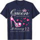 This Queen was Born on February 12 Living My Blessed Life T-Shirt - T-Shirt | Navy