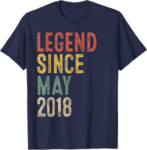 Legend May 2018 8th Birthday Boy Girl 8 Year Old T-Shirt - T-Shirt | Navy