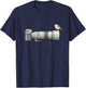 Bird Telephoto Buddy Camera & Perched Songbird Sketch T-Shirt - T-Shirt | Navy