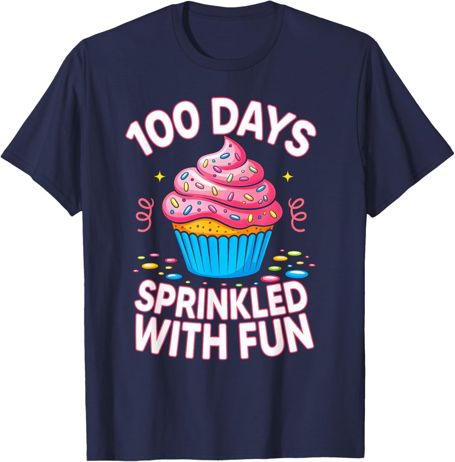 100 Days Sprinkled with Fun Donut Girls Kids 100th Day T-Shirt - T-Shirt | Navy