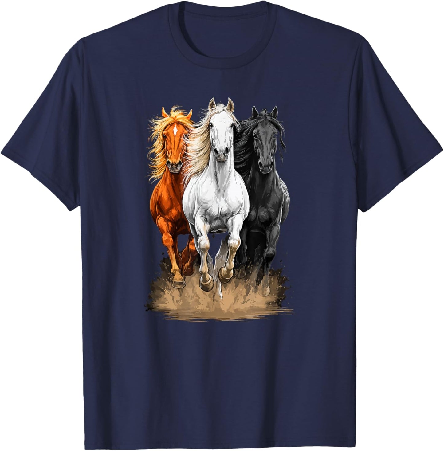Wild Horses | Equestrian & Western Country Style T-Shirt - T-Shirt | Navy