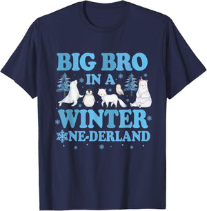 Big Bro in a Winter Onederland Birthday Boy Arctic Animals T-Shirt - T-Shirt | Navy