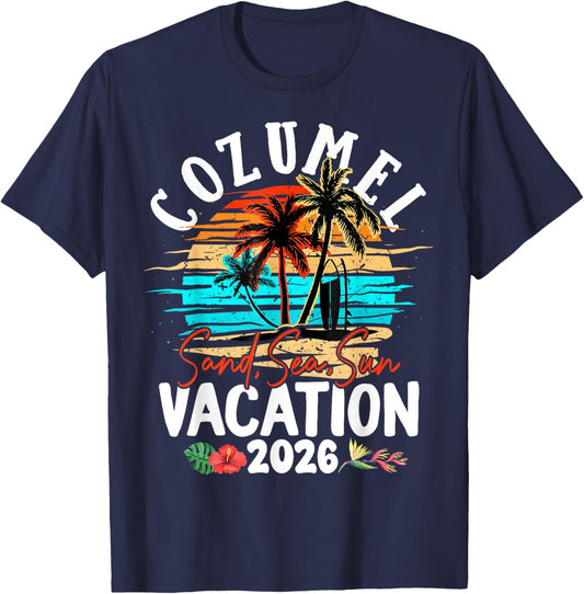 Cozumel Mexico 2026 Vacation Beach Matching Family Group T-Shirt - T-Shirt | Navy