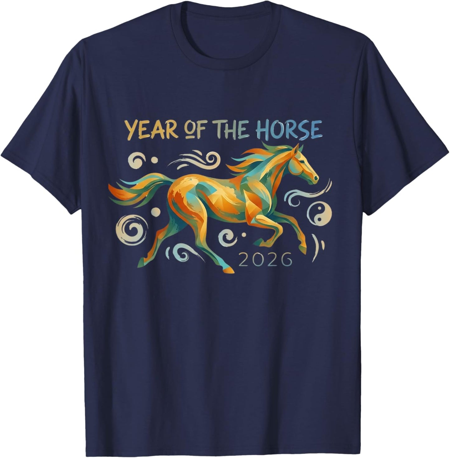 Year 2026 of the Horse Graphic Modern Illustration T-Shirt - T-Shirt | Navy