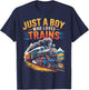Just a Boy who Loves Trains Locomotive T-Shirt - T-Shirt | Navy