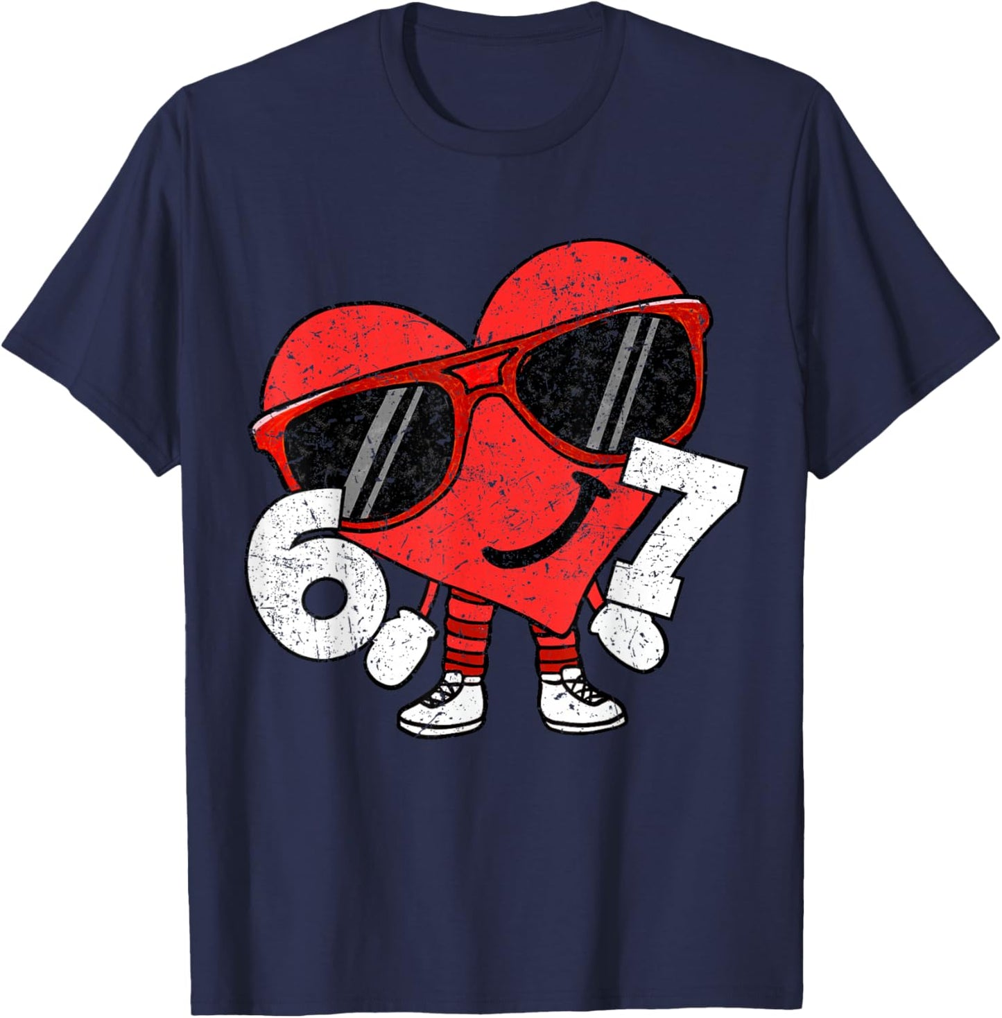 Funny Valentines Heart 67 Six Seven Boys Kids Teens T-Shirt - T-Shirt | Navy
