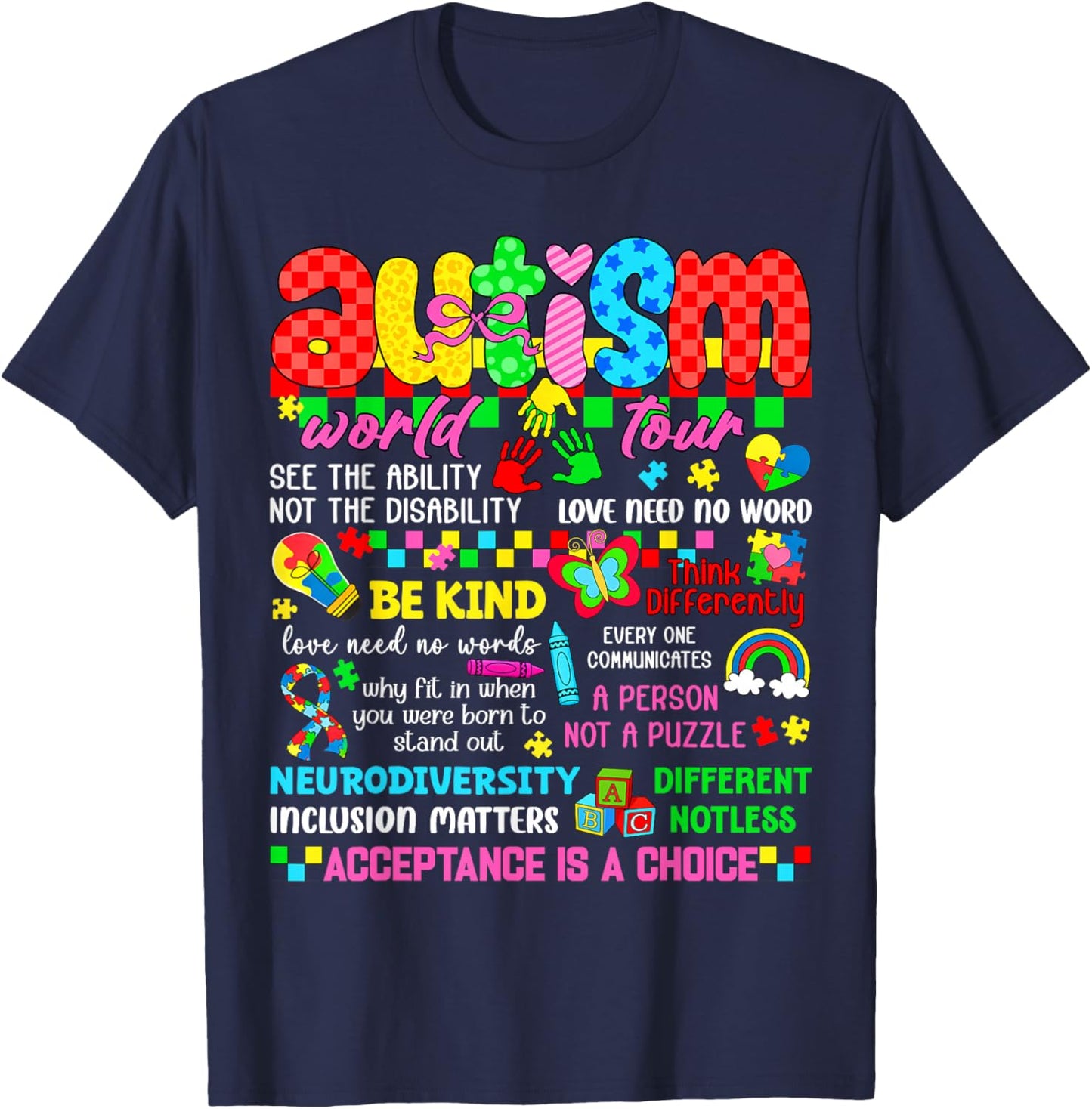 Autism Awareness Leopard Puzzle Autistic Men Women Kid T-Shirt - T-Shirt | Navy