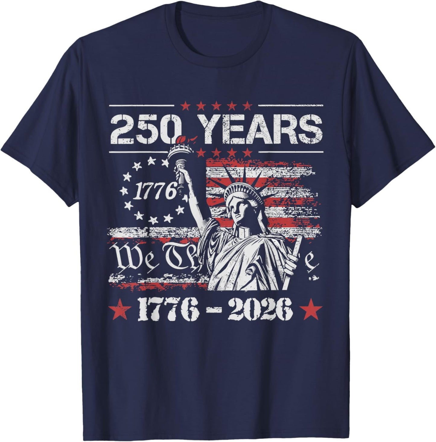 Vintage 250 Years American Flag 250th Birthday USA T-Shirt - T-Shirt | Navy