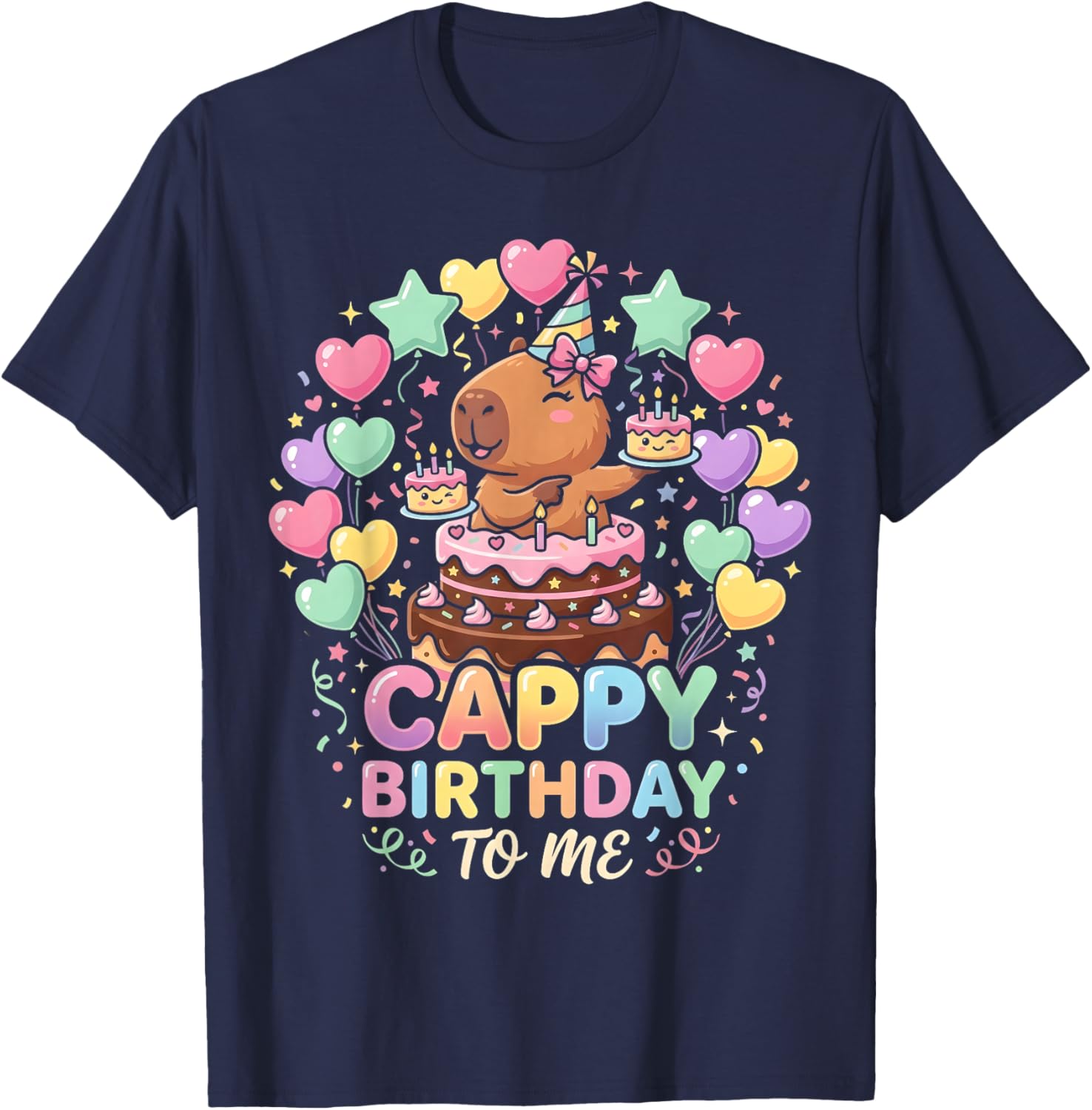 Cappy Birthday Capybara Birthday to Me Kids Girl Young Boy T-Shirt - T-Shirt | Navy