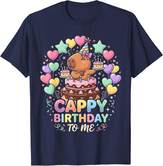Cappy Birthday Capybara Birthday to Me Kids Girl Young Boy T-Shirt - T-Shirt | Navy