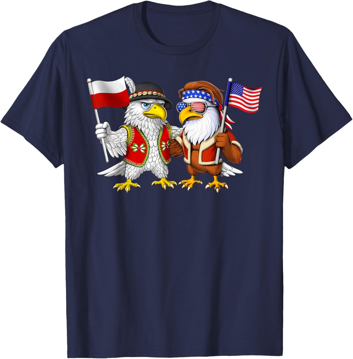 Poland USA Flag Polish American Roots Polish American T-Shirt - T-Shirt | Navy