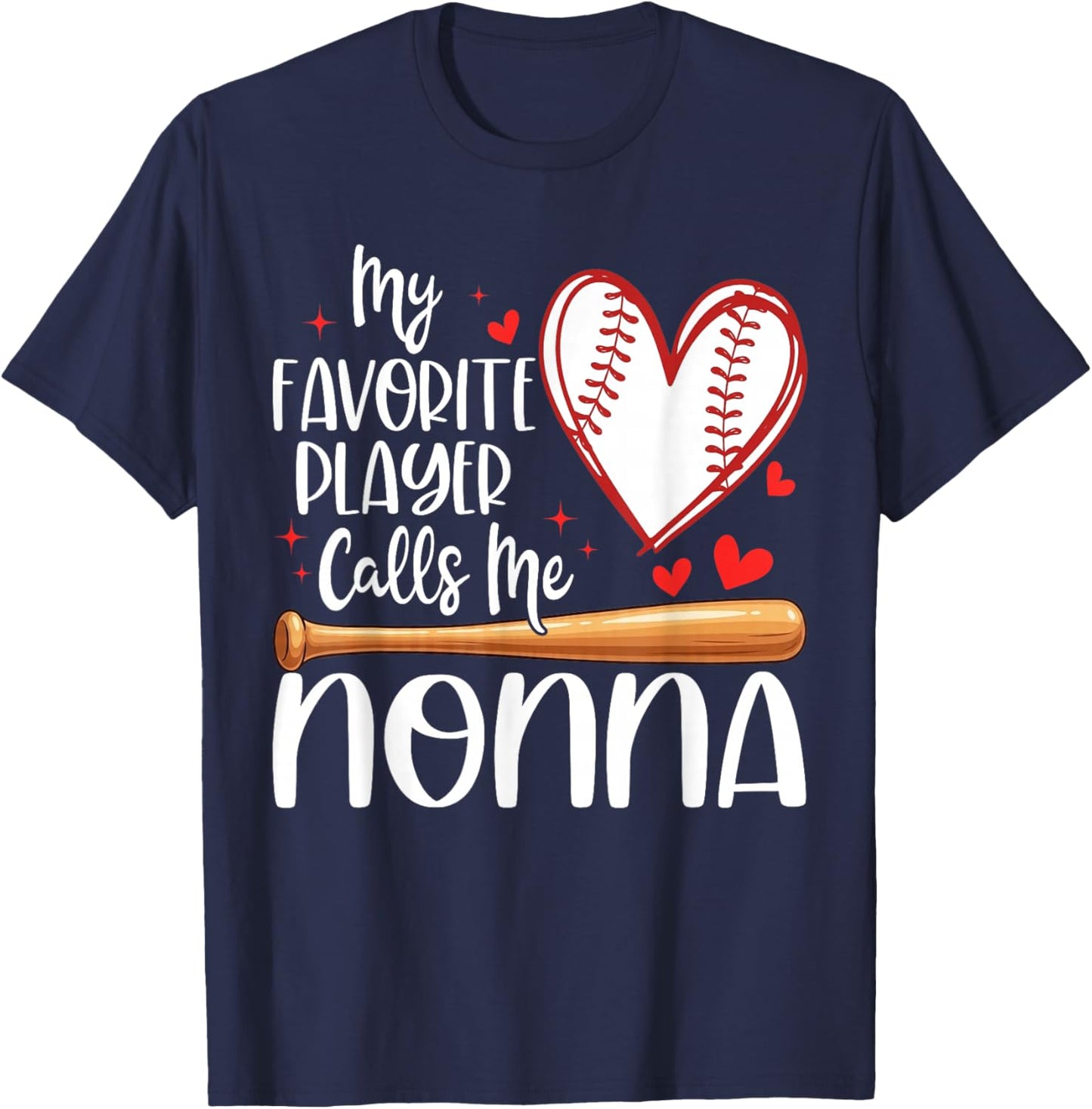 My Favorite Player Calls Me Nonna Baseball Heart T-Shirt - T-Shirt | Navy