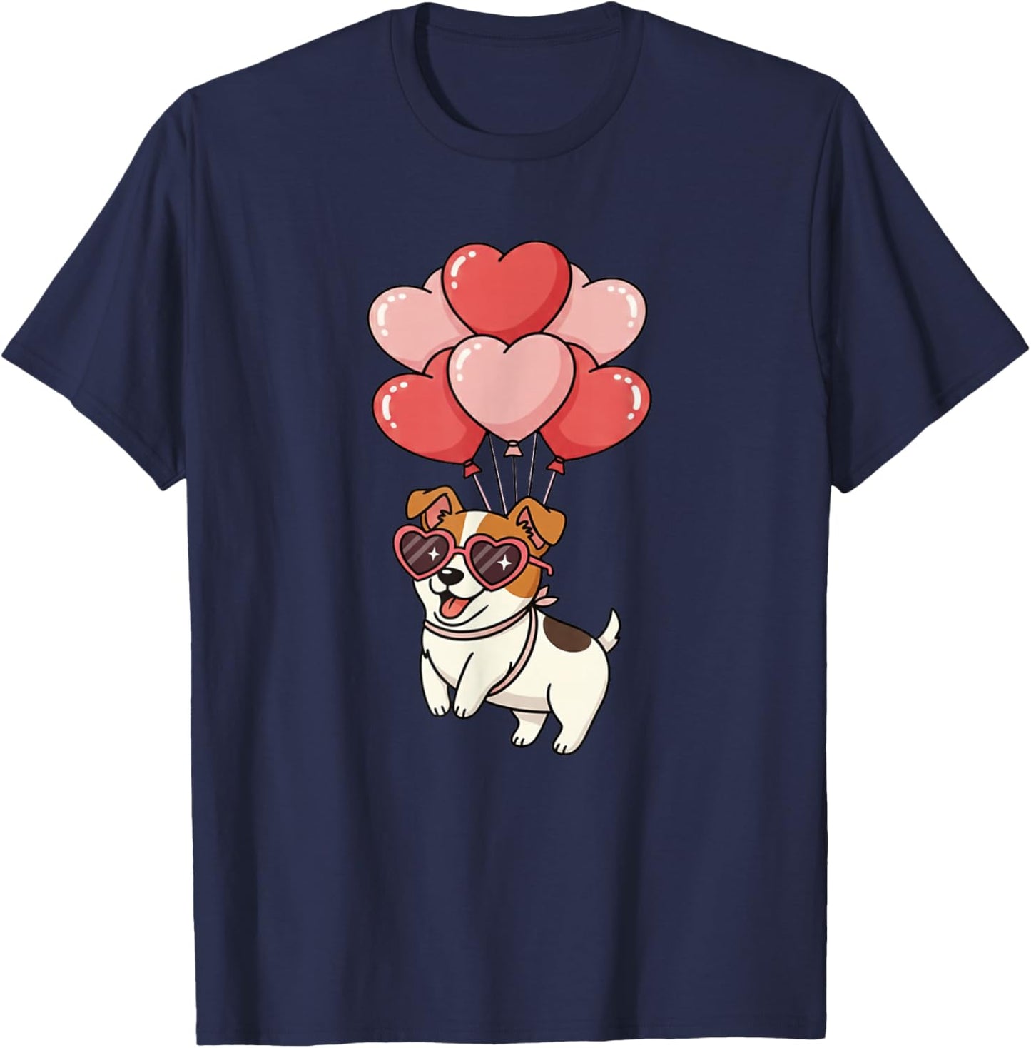 Valentines Day Heart Balloons Lover Jack Russell Terrier T-Shirt - T-Shirt | Navy