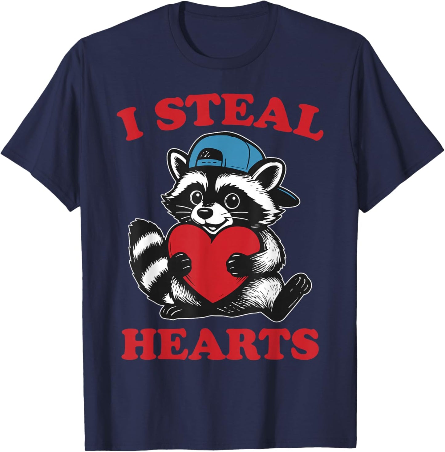 I Steal Hearts Raccoon Baby Boy Valentines Toddler Kids T-Shirt - T-Shirt | Navy