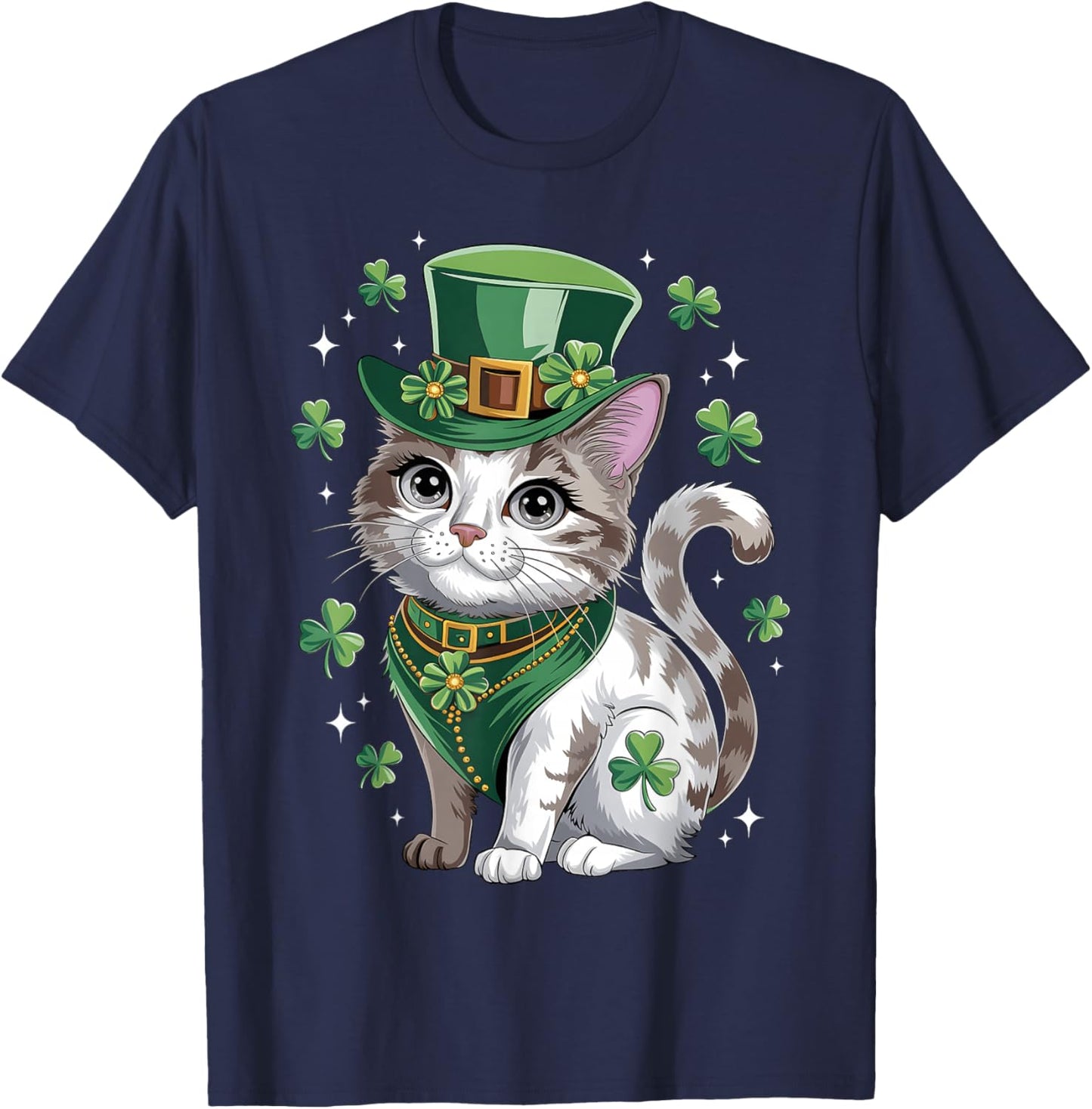 St Patricks Day Cat Leprechaun St Paddys Day St Catricks Day T-Shirt - T-Shirt | Navy