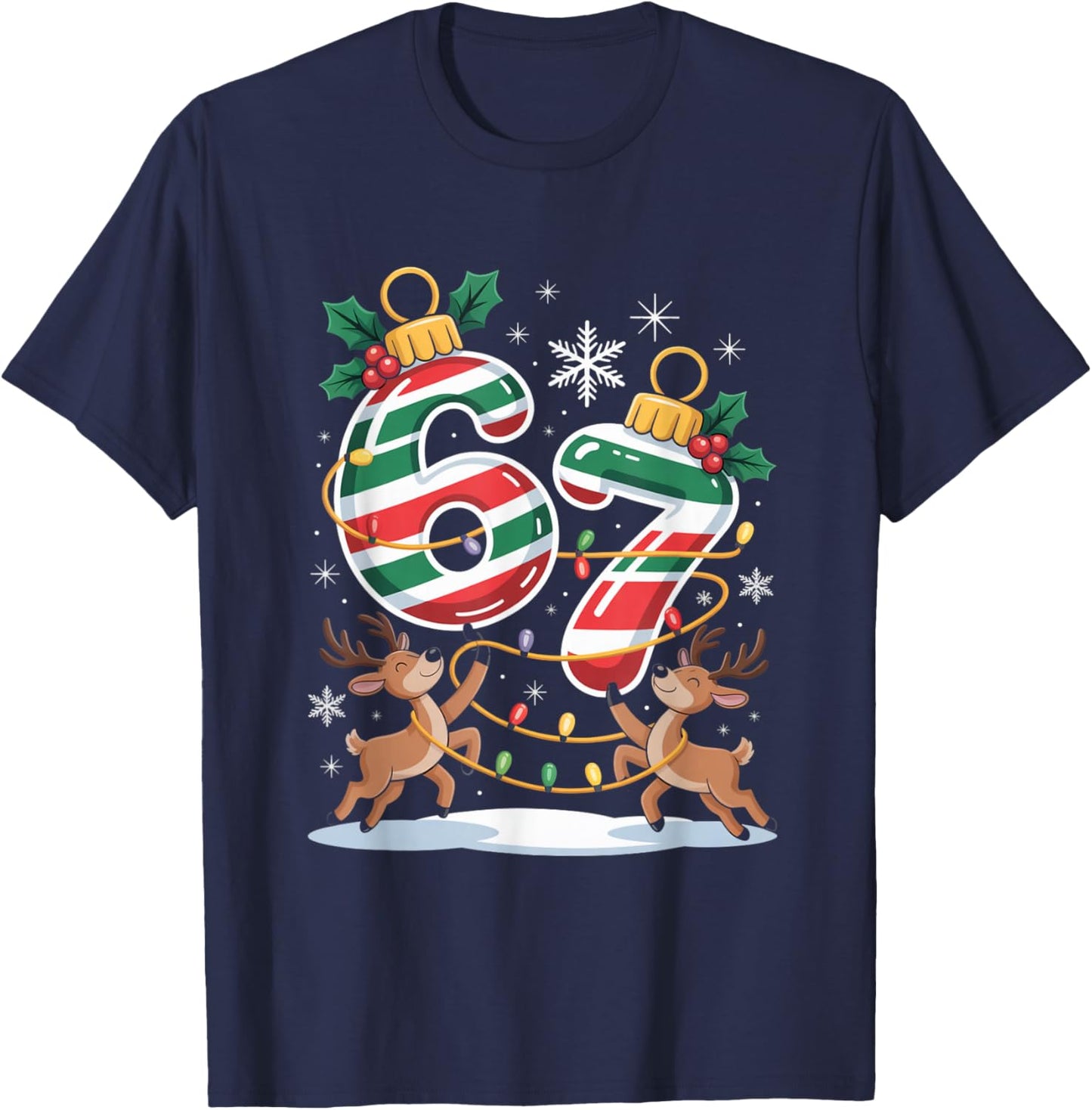 Christmas 67 Funny Xmas Six Seven Ugly Sweater 6-7 T-Shirt - T-Shirt | Navy