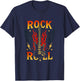 Rock Roll - Vintage Guitar Wings Music T-Shirt - T-Shirt | Navy