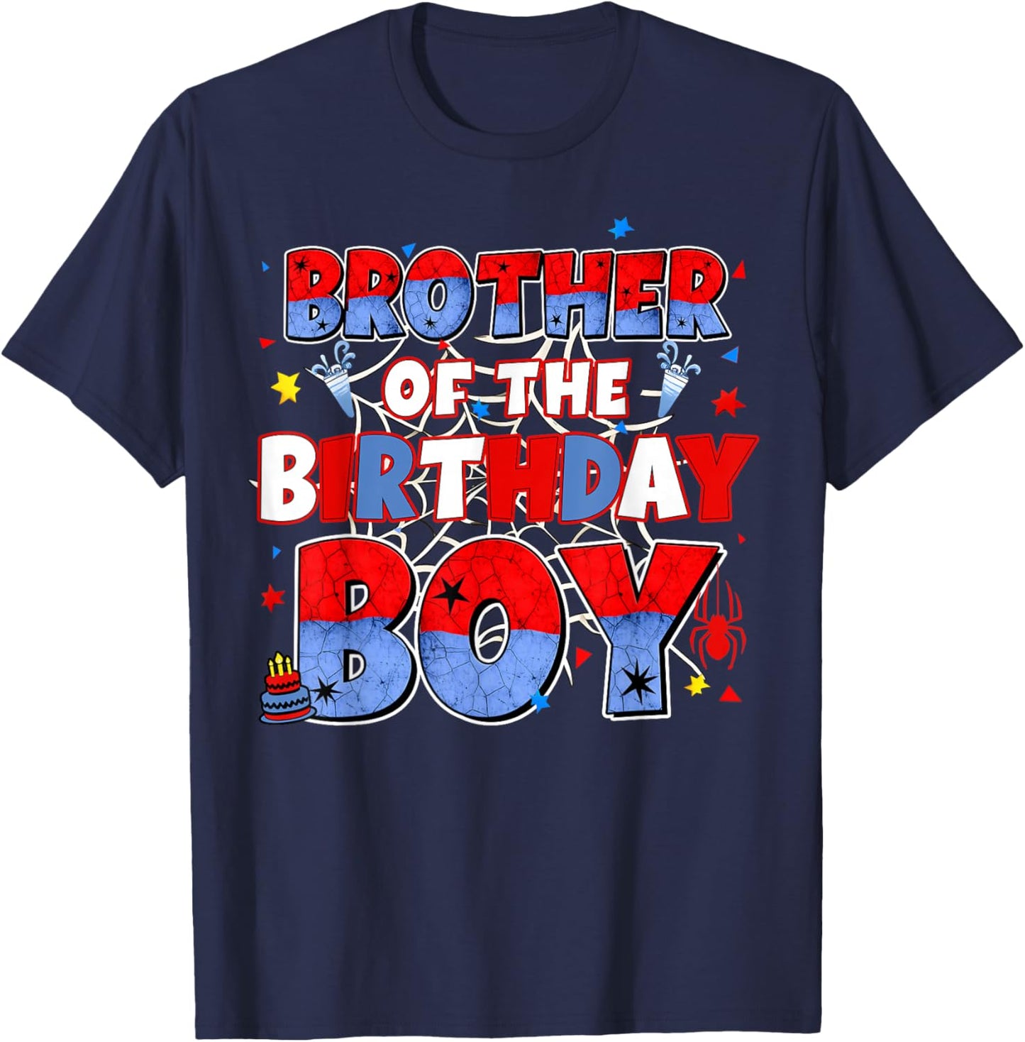 Brother of The Birthday Boy Family Spider Birthday Family T-Shirt - T-Shirt | Navy