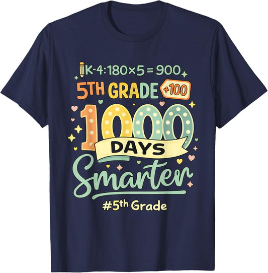 Happy 1000th Day of School 5th Grade Teacher Student Fifth T-Shirt - T-Shirt | Navy