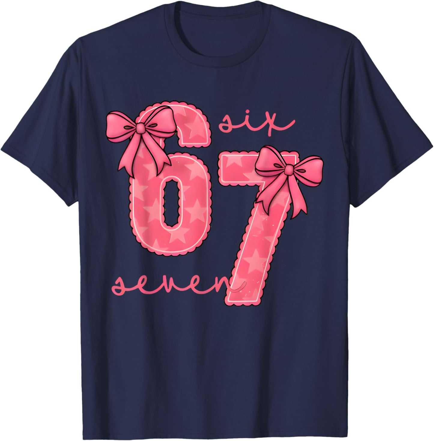 Funny 6 7 Six Seven 67 Meme Valentines Day T-Shirt - T-Shirt | Navy