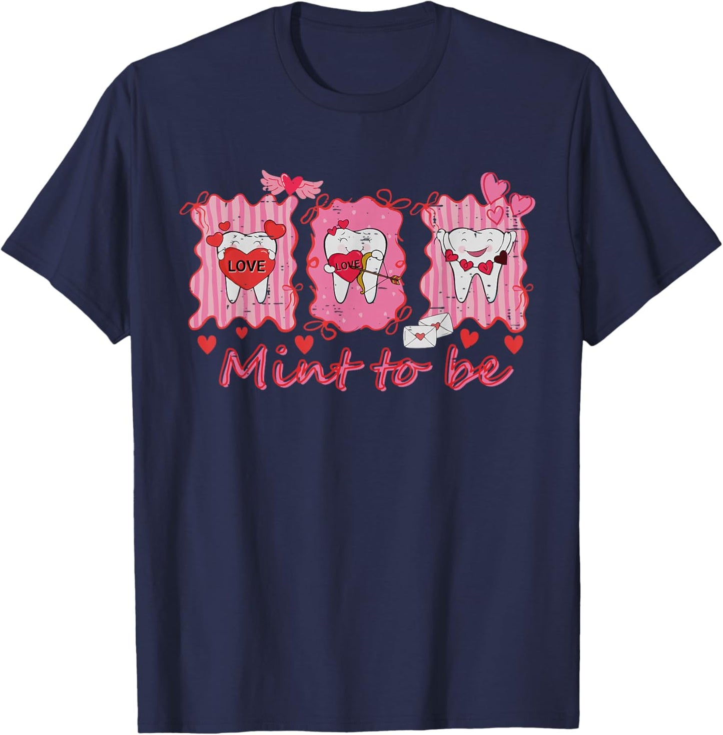 Funny Dentist Teeth Mint to Be Cute Dental Valentine Love T-Shirt - T-Shirt | Navy