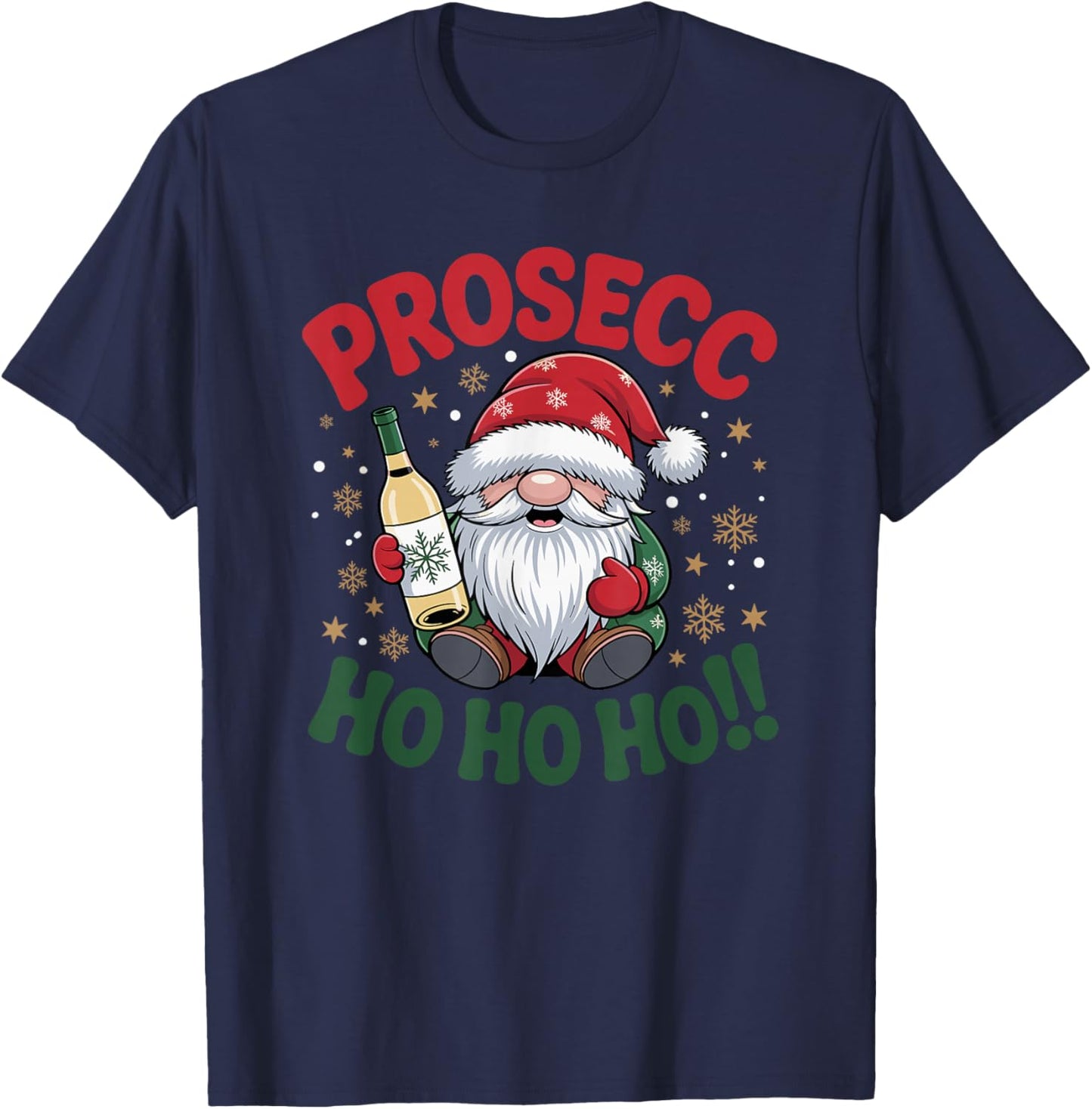 Prosecco Wine Christmas Gnome Prosecc-Ho-Ho-Ho T-Shirt - T-Shirt | Navy