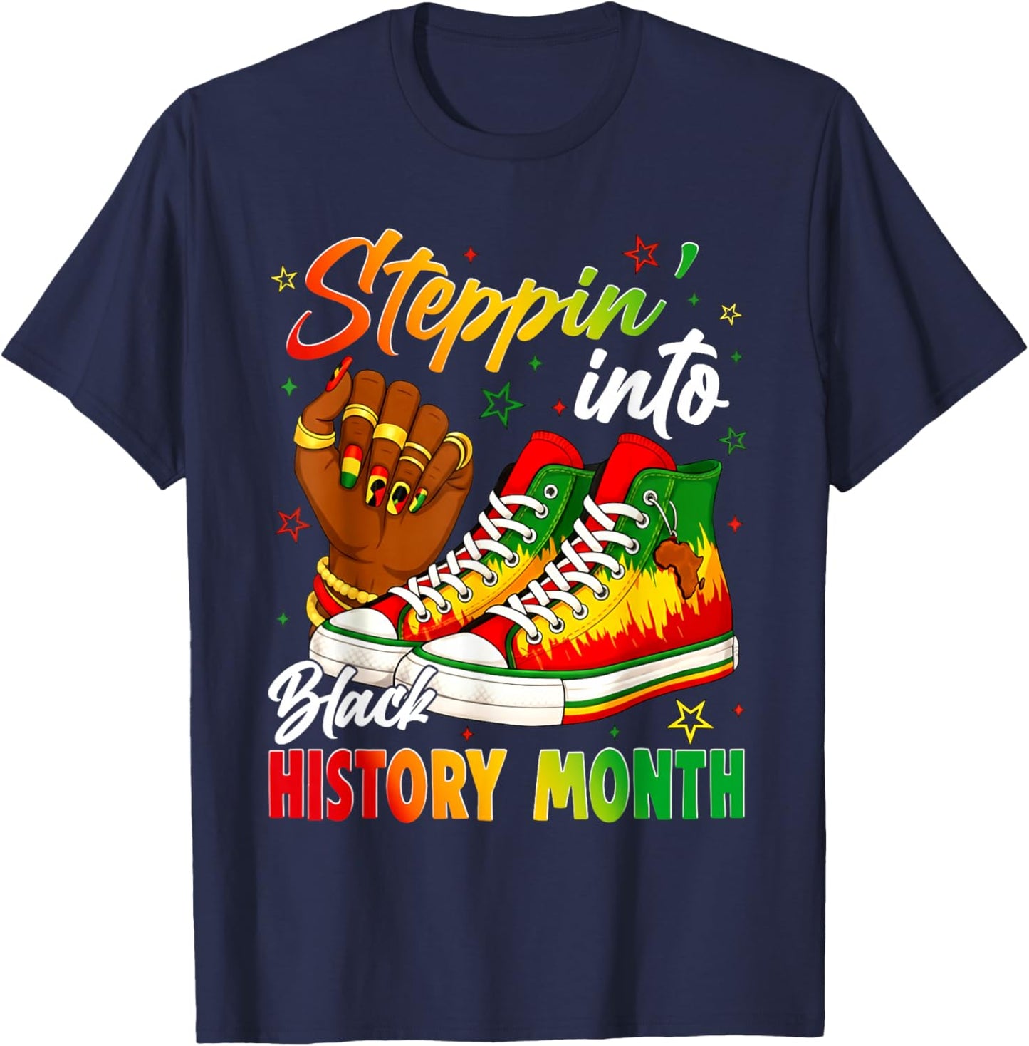 Stepping Into Sneakers Black History Month Black Girls T-Shirt - T-Shirt | Navy
