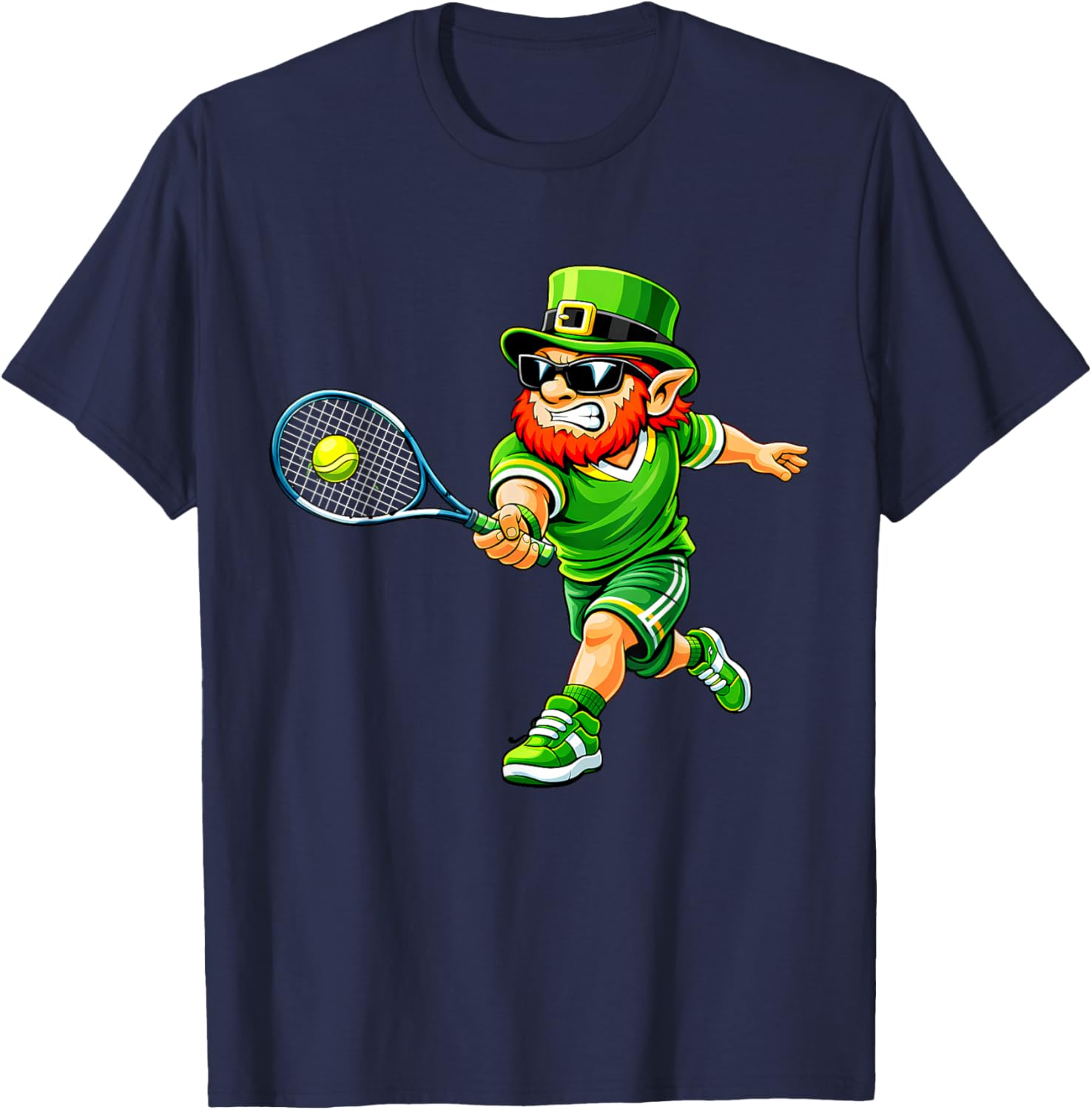 Tennis St Patricks Day Boys Kids Sport Green Shamrock T-Shirt - T-Shirt | Navy