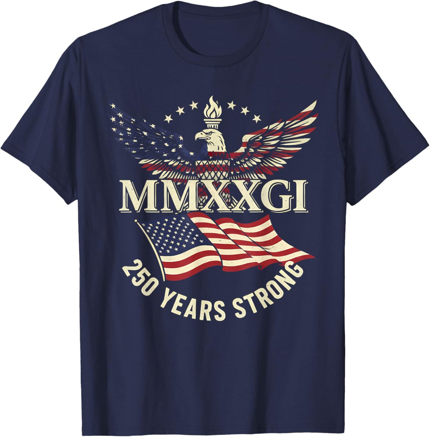 Flag Vintage 250 Years American 1776 2026 250th USA Birthday T-Shirt - T-Shirt | Navy