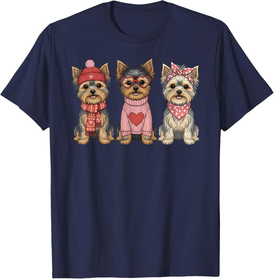 Cute Yorkshire Terrier Valentine Yorkie Dog T-Shirt - T-Shirt | Navy