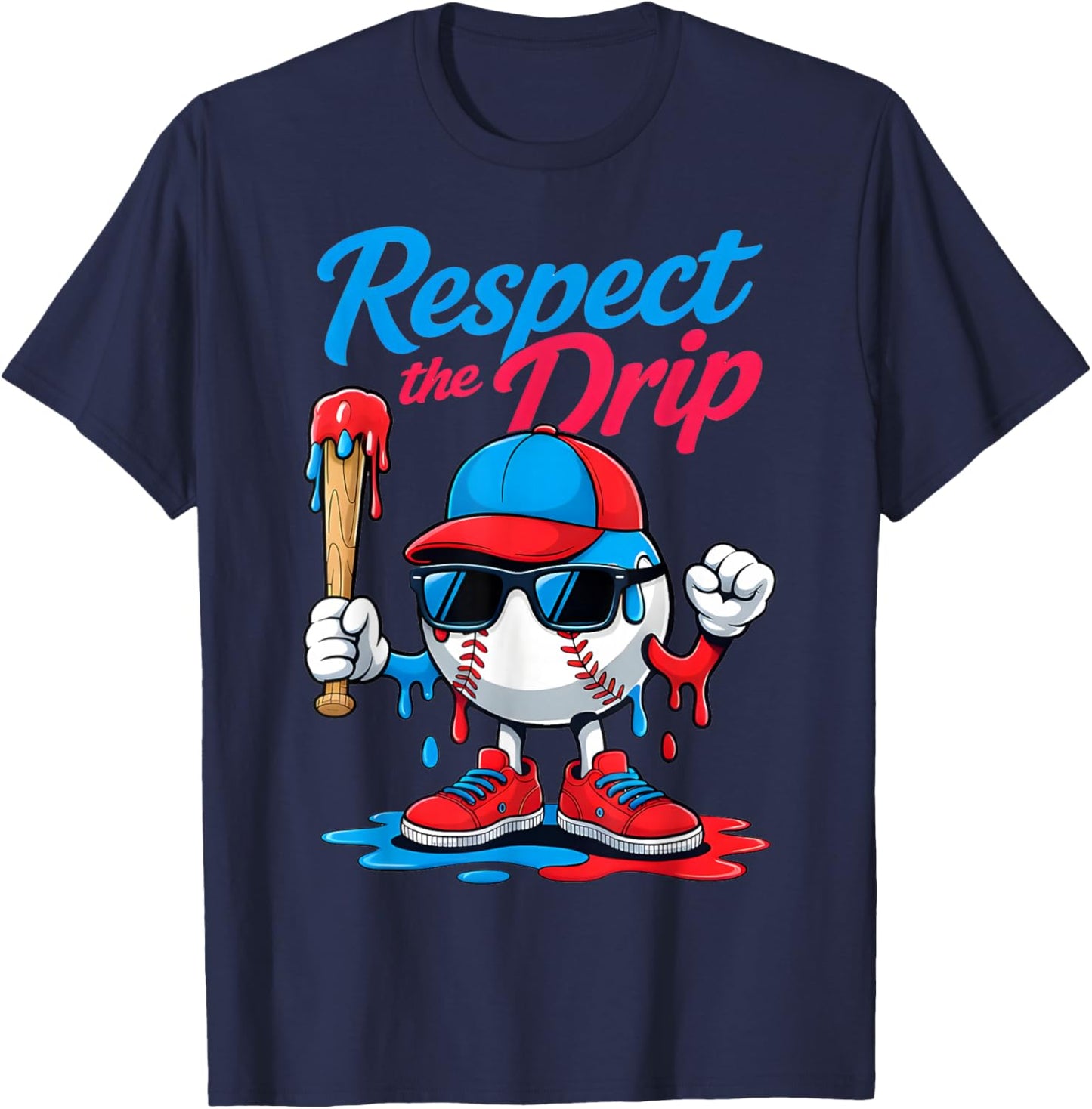 Baseball Life Style 101 Apparel Youth Drip Baseball Boys Kid T-Shirt - T-Shirt | Navy