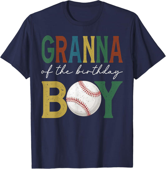 Baseball Granna of The Birthday Boy Family Matching T-Shirt - T-Shirt | Navy
