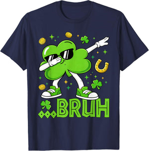 Lucky Shamrock Dab Bruh Leprechaun St Patrick's Day Boys Kid T-Shirt - T-Shirt | Navy