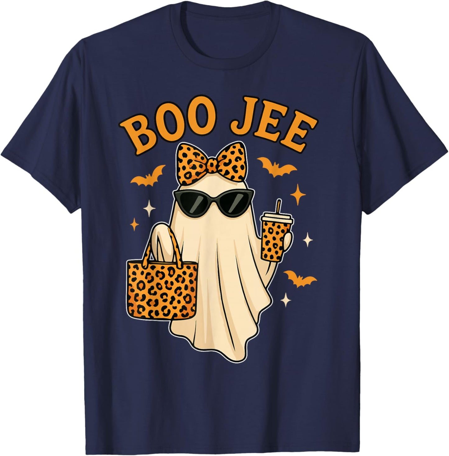 Boojee Ghost Halloween Shirt Women Girls Boo JEE Ghost Kids T-Shirt - T-Shirt | Navy