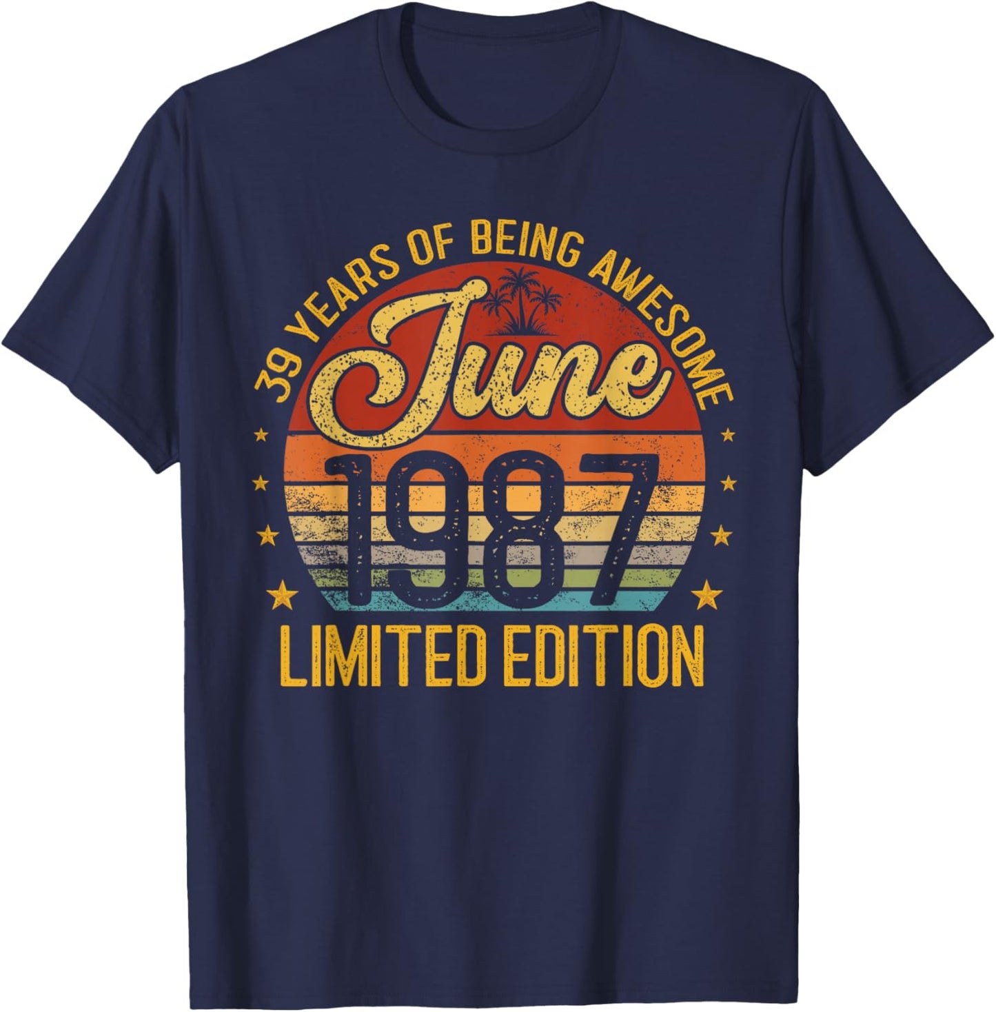 Retro June 1987 Limited Edition 39-Year-Old 39th Birthday T-Shirt - T-Shirt | Navy
