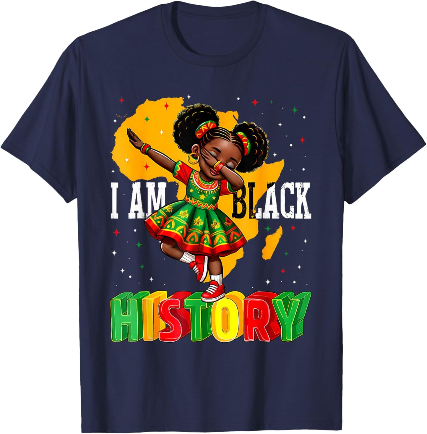 African American Girl Kid I Am Black History Month T-Shirt - T-Shirt | Navy