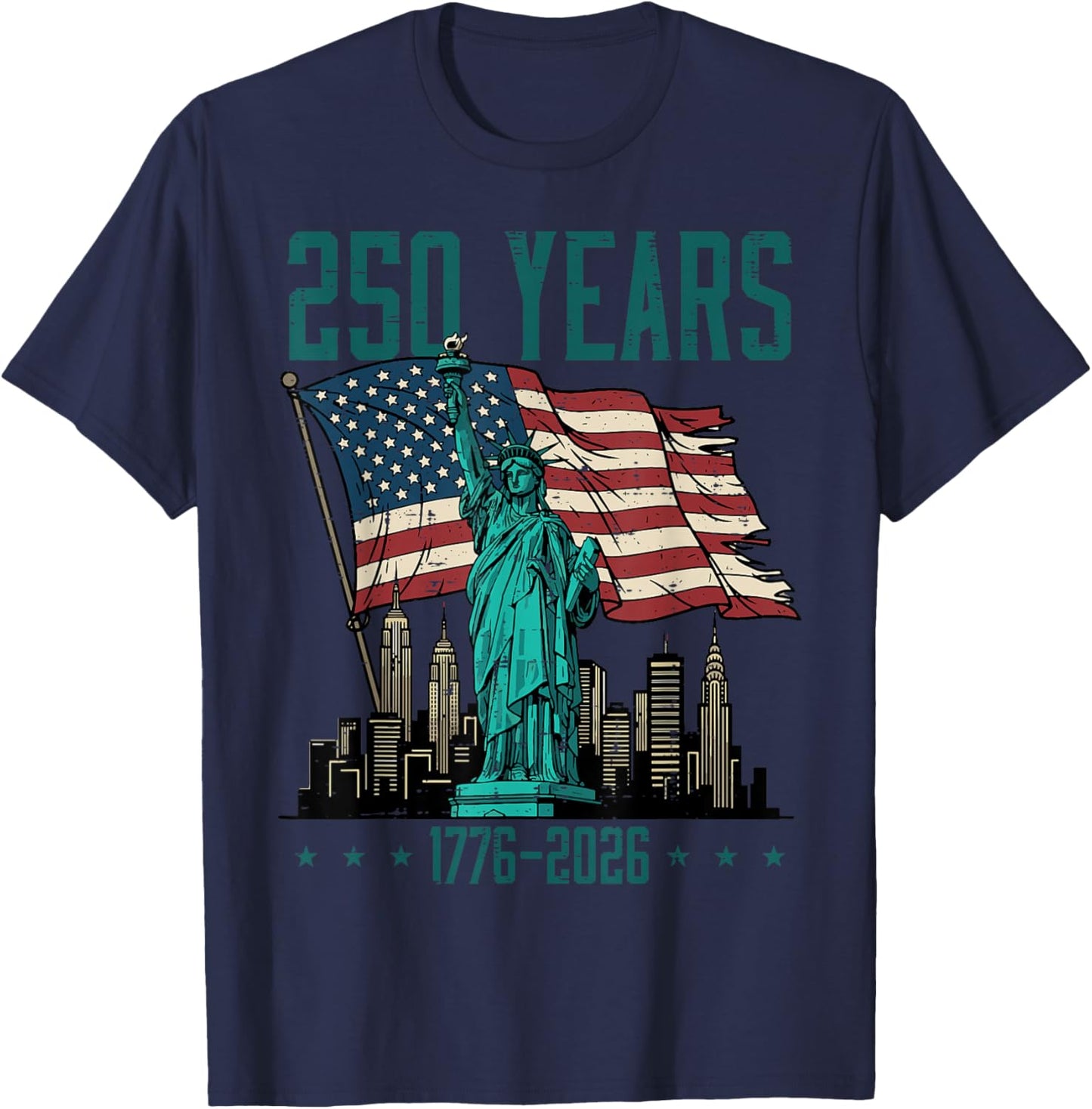 250 Years Statue of Liberty 250th Anniversary Women Men Kids T-Shirt - T-Shirt | Navy