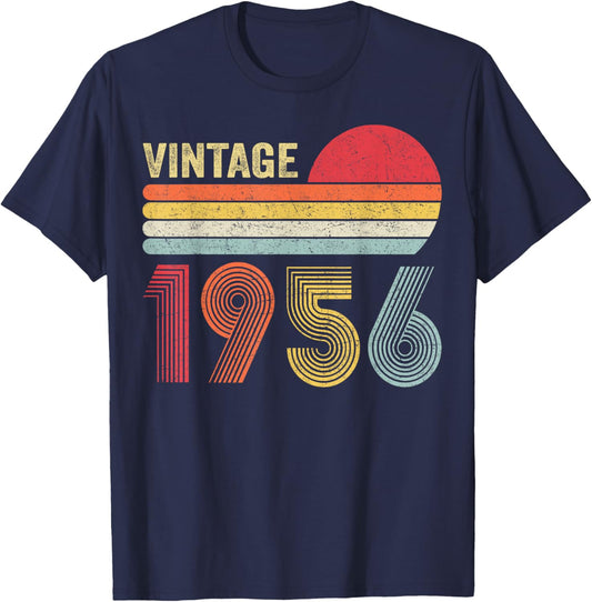 Vintage 1956 70th Birthday Gift Men Women 70 Years Old T-Shirt - T-Shirt | Navy