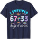 I Survived 67 33 Days of School for Teachers Kids 100th Day T-Shirt - T-Shirt | Navy