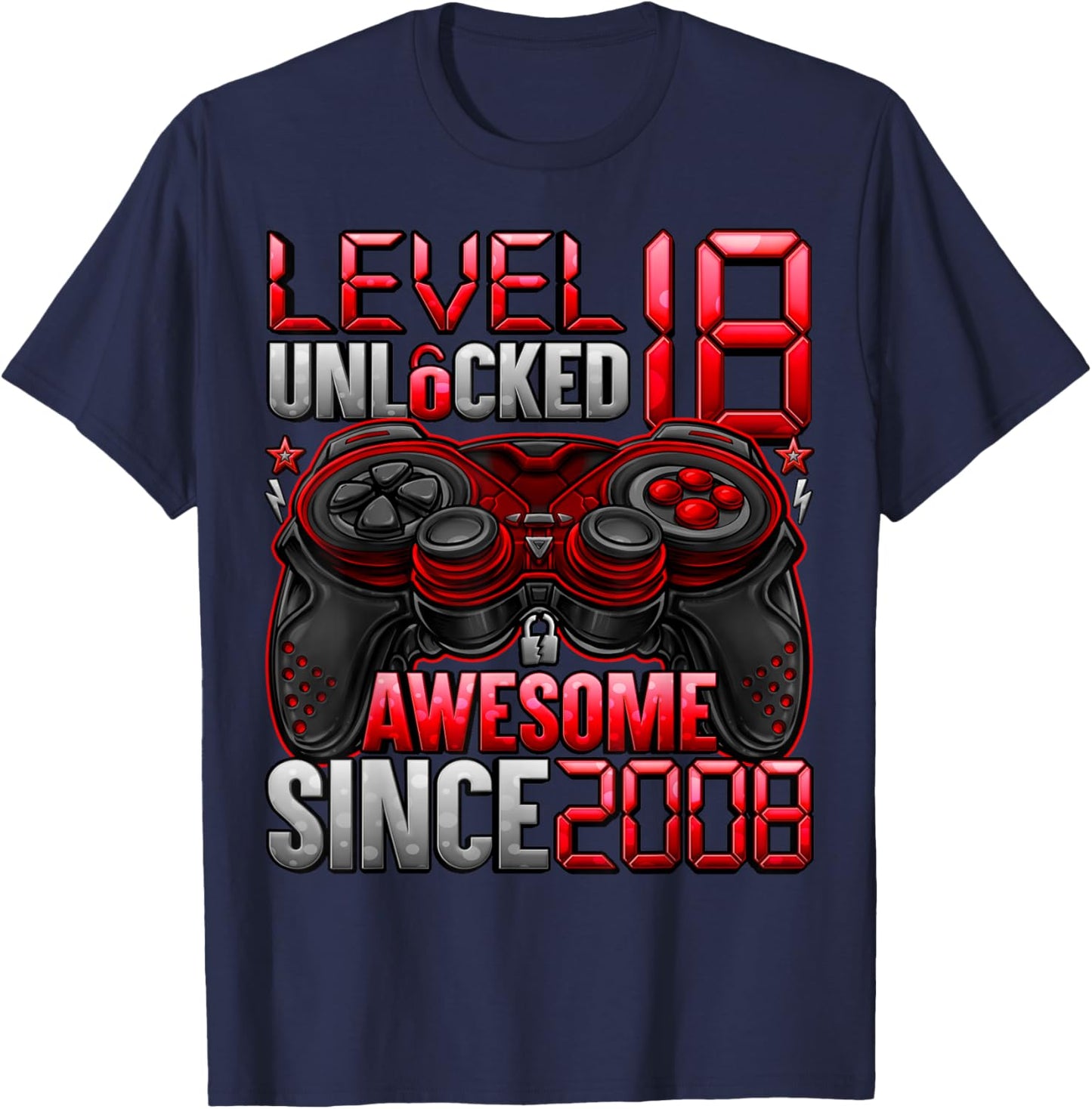 Level 18 Unlocked 18 Year Old Gifts Boys 18th Birthday Boy T-Shirt - T-Shirt | Navy