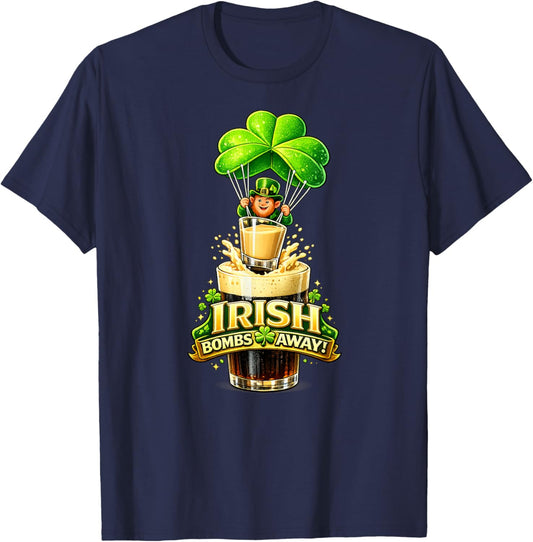 Irish Car Bomb | Leprechaun Drinking St. Patrick's Funny T-Shirt - T-Shirt | Navy