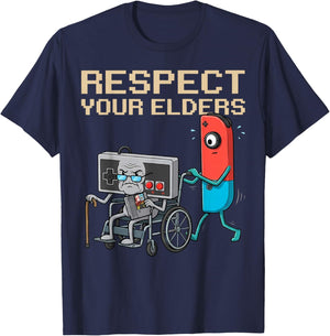 Respect Your Elders Gaming Old Controller Gamer Video Game T-Shirt - T-Shirt | Navy