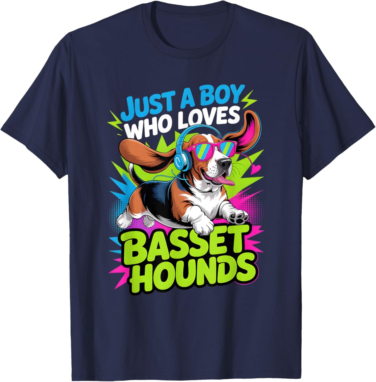 Boys Basset Hound T-Shirt - T-Shirt | Navy