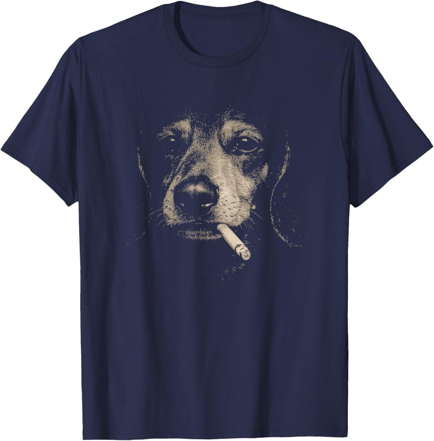 Dog Smoking Cigarette Funny Dachshund Meme T-Shirt - T-Shirt | Navy